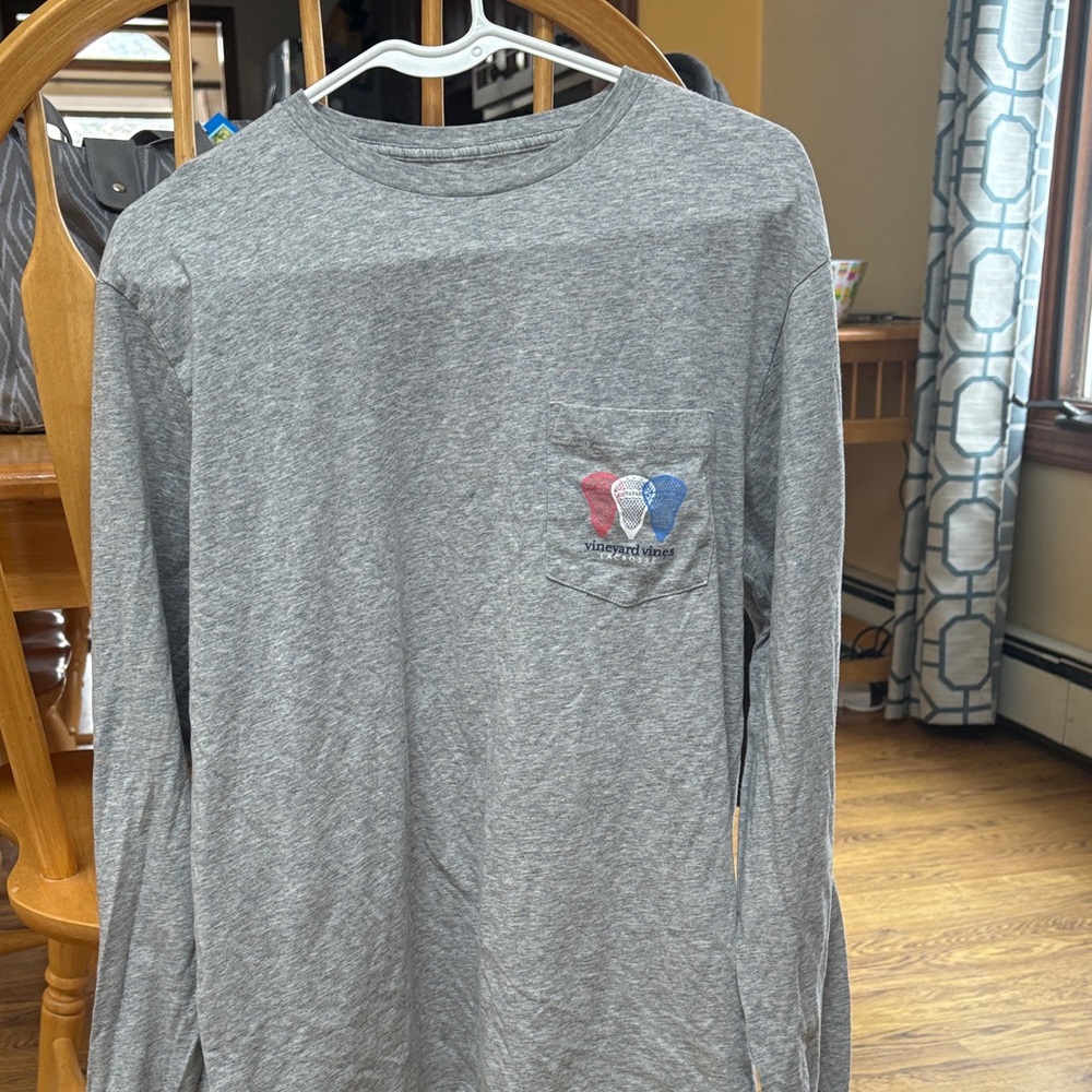 Vineyard Vines Lacrosse Gray Long Sleeve Shirt